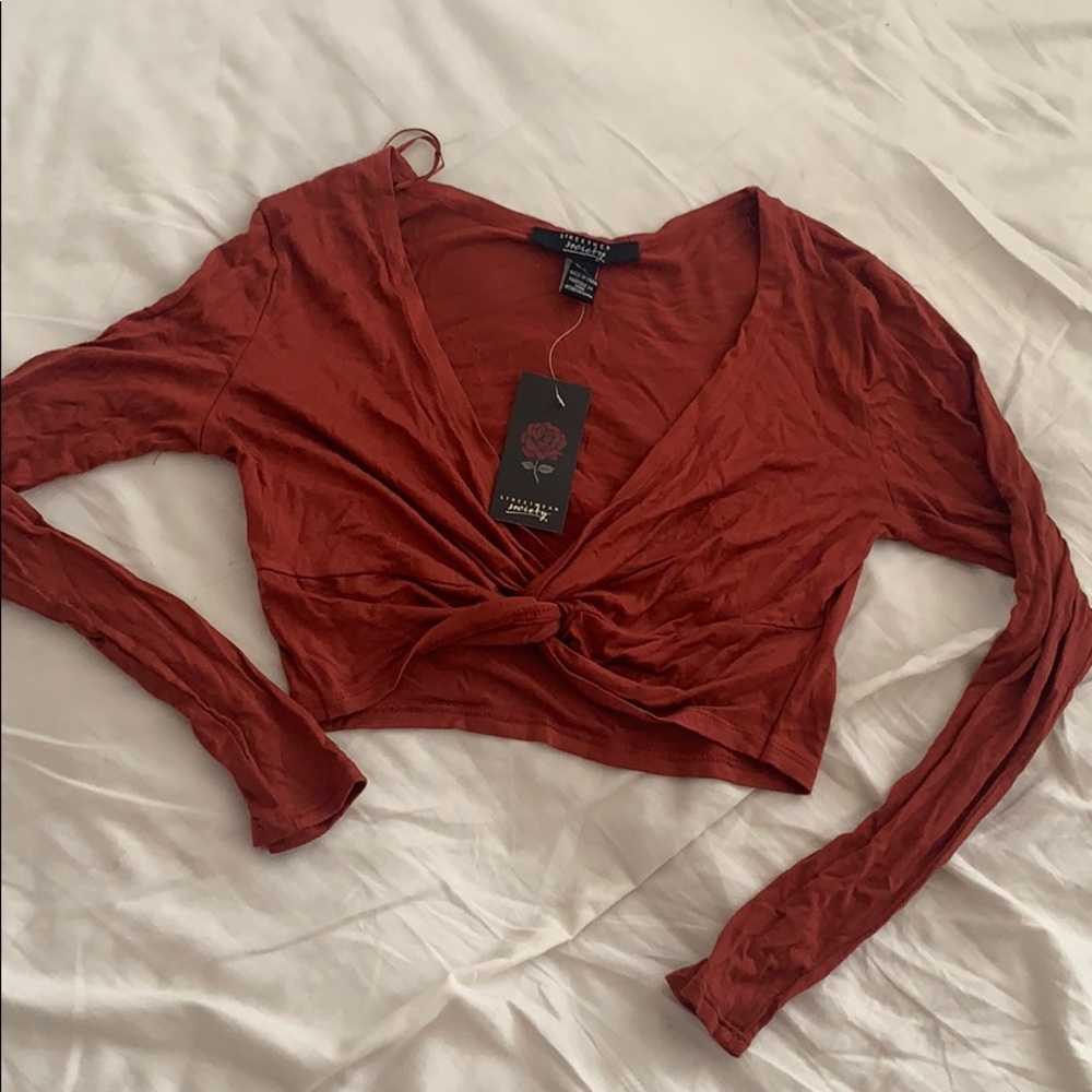 Rust Long Sleeve Crop Top